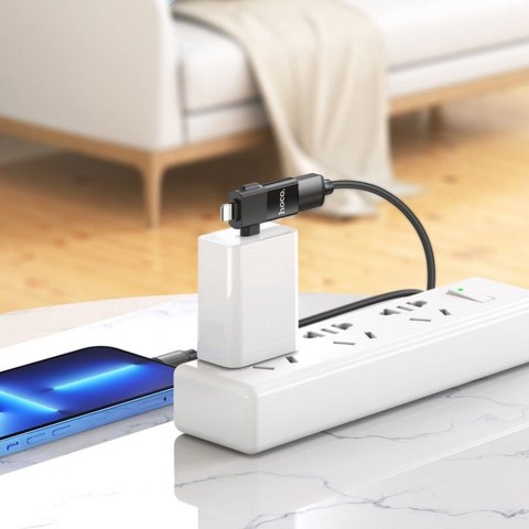 Adapter OTG 2w1 USB C / Lightning do USB A Hoco UA17 czarny
