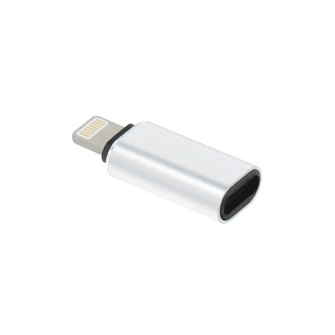 Adapter Typ C (żeński) do Lightning (męski) srebrny