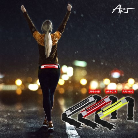 ART pas sportowy z kieszenią podświetlany APS-01G zielony