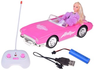 Autko Retro Cadillac na pilota + Elegancka Lalka w Futrze RC0745