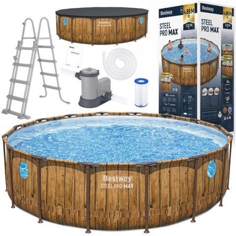 Bestway Basen stelażowy drewno 488x122 11w1 56725