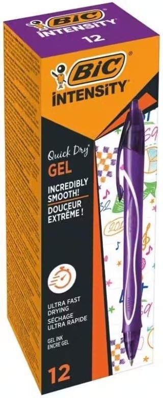 Długopis żelowy Quick Dry 0,7mm fiolet (12szt) BIC