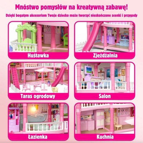 WOOPIE Domek dla Lalek Villa z Akcesoriami i Lalką Podświetlany 296el.