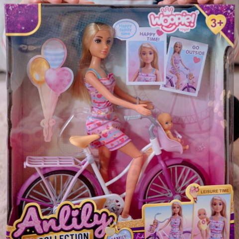 WOOPIE ROYAL Lalka Lily Rowerzystka Bobas w Foteliku Rower