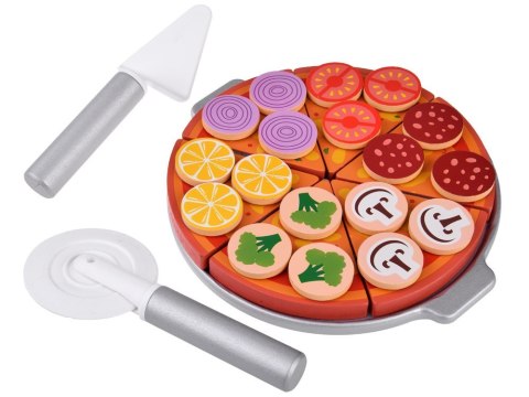 Drewniana PIZZA do krojenia dla dzieci NA RZEPY + dodatki 27ele ZA4689