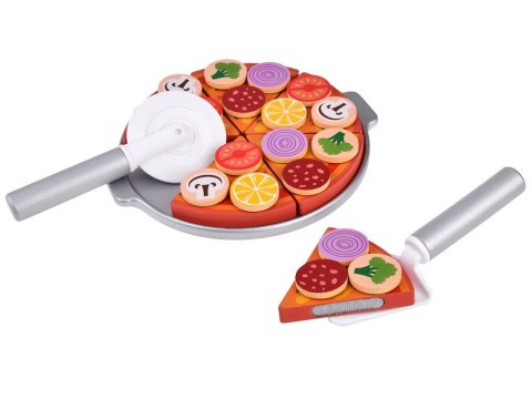 Drewniana PIZZA do krojenia dla dzieci NA RZEPY + dodatki 27ele ZA4689