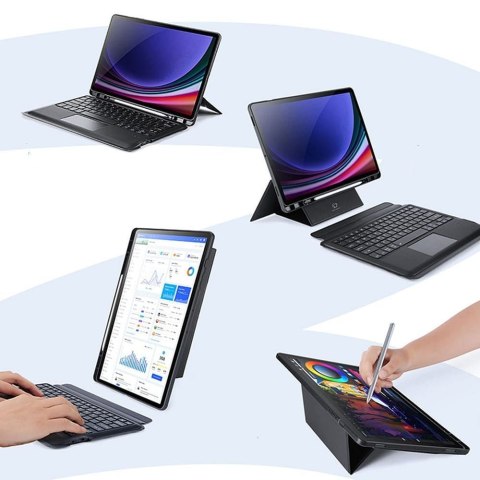DUX DUCIS etui DK składane z klawiaturą bezprzewodową do SAMSUNG Tab S10 Plus/S9 Plus/S9 FE Plus czarne
