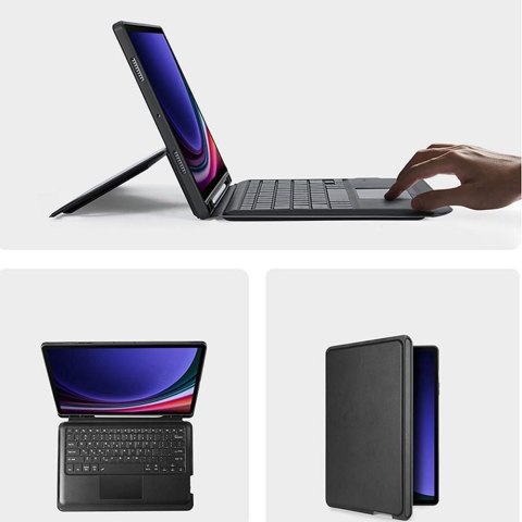 DUX DUCIS etui DK składane z klawiaturą bezprzewodową do SAMSUNG Tab S10 Plus/S9 Plus/S9 FE Plus czarne