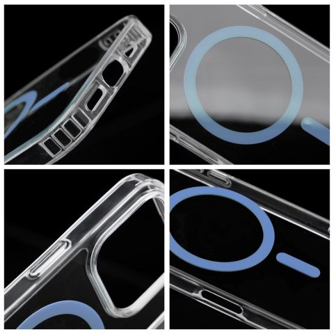 Etui na iPhone 15 Drop Glue Colorful Ring Mag Cover zgodny z MagSafe jasnoniebieskie