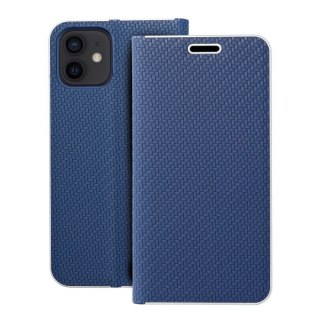 Etui z klapką na iPhone 12 / 12 PRO Luna Book Carbon niebieskie