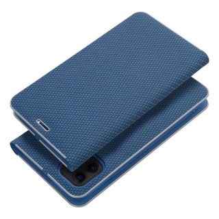 Etui z klapką na iPhone 14 Luna Book Carbon niebieskie