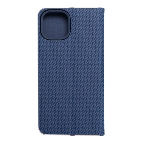 Etui z klapką na iPhone 14 Luna Book Carbon niebieskie