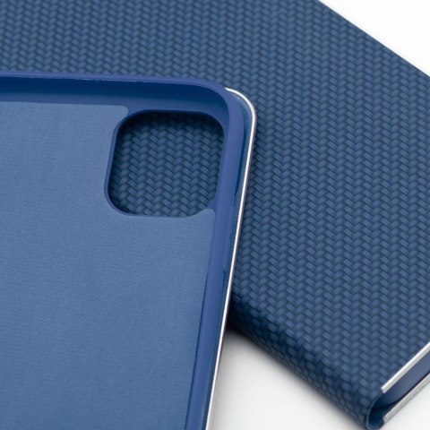 Etui z klapką na iPhone 14 Luna Book Carbon niebieskie