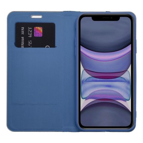 Etui z klapką na iPhone 14 Luna Book Carbon niebieskie