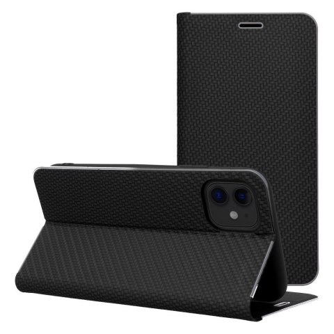 Etui z klapką na iPhone 15 Luna Book Carbon czarne