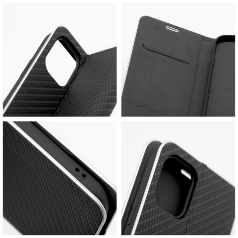 Etui z klapką na iPhone 15 Luna Book Carbon czarne