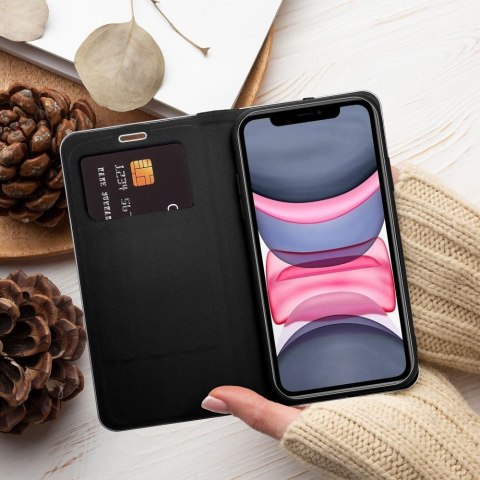 Etui z klapką na iPhone 15 Luna Book Carbon czarne
