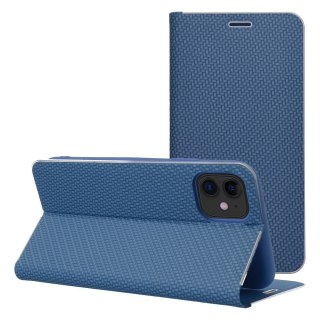 Etui z klapką na iPhone 15 Luna Book Carbon niebieskie