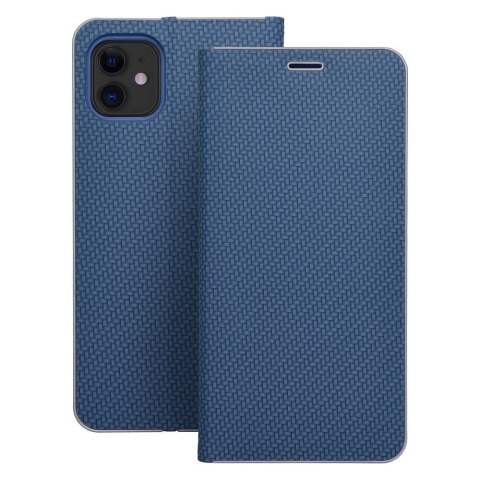 Etui z klapką na iPhone 15 Luna Book Carbon niebieskie