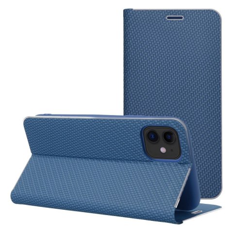Etui z klapką na iPhone 16 PLUS Luna Book Carbon niebieskie