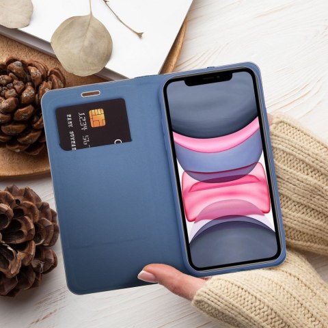 Etui z klapką na iPhone 16 PLUS Luna Book Carbon niebieskie
