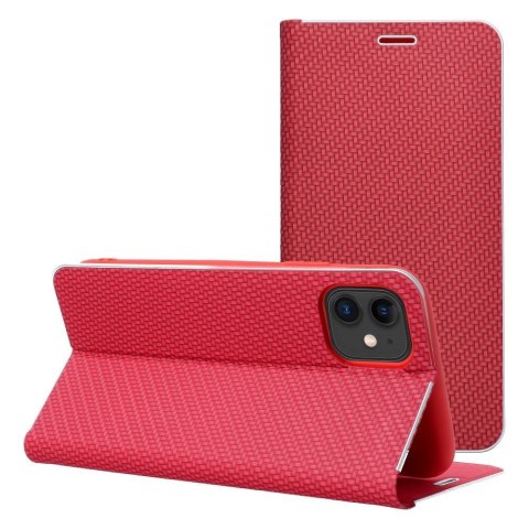 Etui z klapką na iPhone 16e (SE 4 2025) Luna Book Carbon czerwone