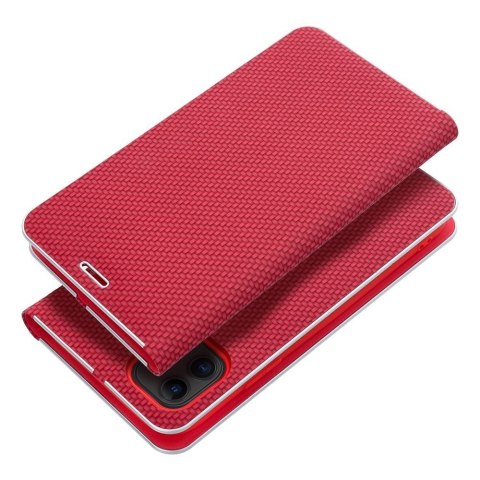 Etui z klapką na iPhone 16e (SE 4 2025) Luna Book Carbon czerwone