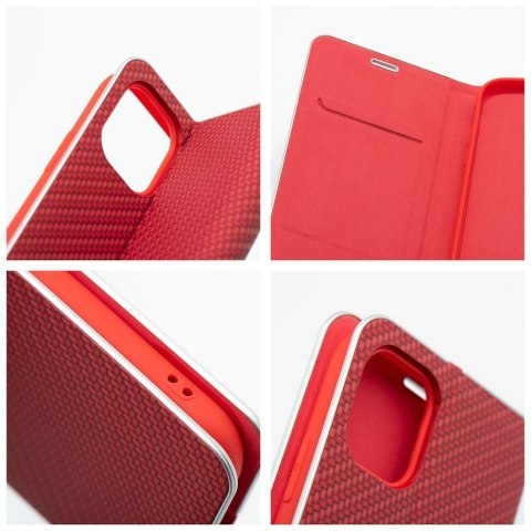 Etui z klapką na iPhone 16e (SE 4 2025) Luna Book Carbon czerwone