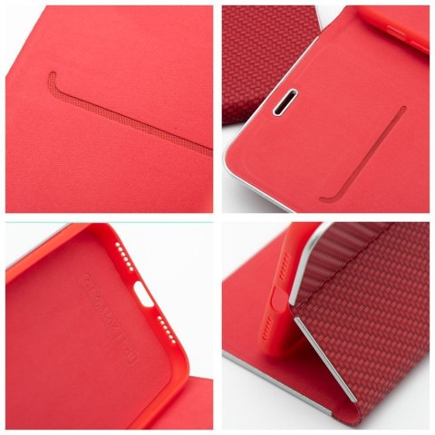 Etui z klapką na iPhone 16e (SE 4 2025) Luna Book Carbon czerwone