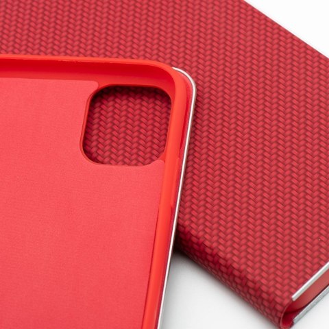 Etui z klapką na iPhone 16e (SE 4 2025) Luna Book Carbon czerwone