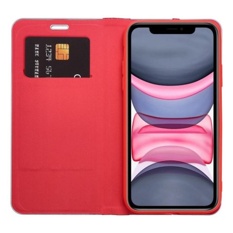 Etui z klapką na iPhone 16e (SE 4 2025) Luna Book Carbon czerwone