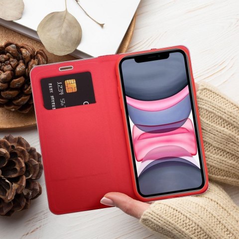 Etui z klapką na iPhone 16e (SE 4 2025) Luna Book Carbon czerwone