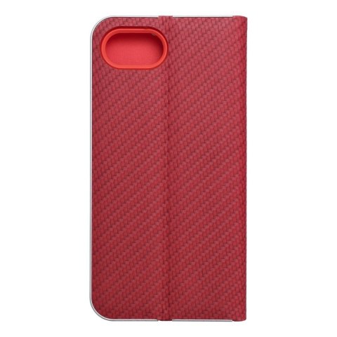 Etui z klapką na iPhone 16e (SE 4 2025) Luna Book Carbon czerwone