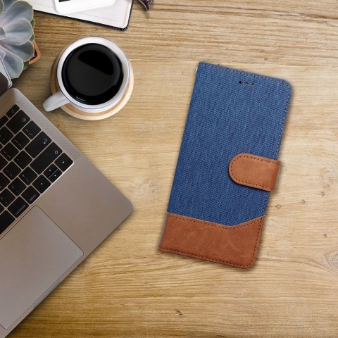 Etui z klapką na iPhone 17 Jeans Book niebieskie