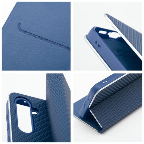 Etui z klapką na Samsung A23 5G Luna Book Carbon niebieskie