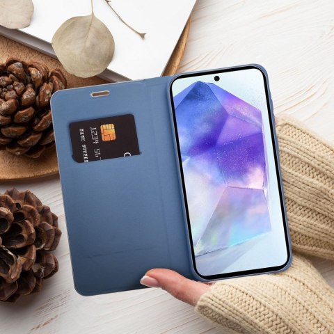Etui z klapką na Samsung A23 5G Luna Book Carbon niebieskie