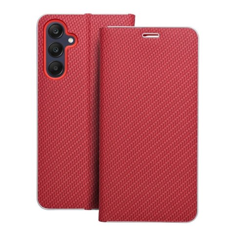 Etui z klapką na Samsung A25 5G Luna Book Carbon czerwone