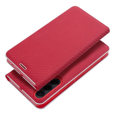Etui z klapką na Samsung A25 5G Luna Book Carbon czerwone