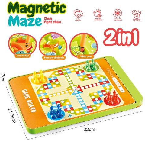 WOOPIE Magnetyczny Labirynt 2w1 Gra Chińczyk