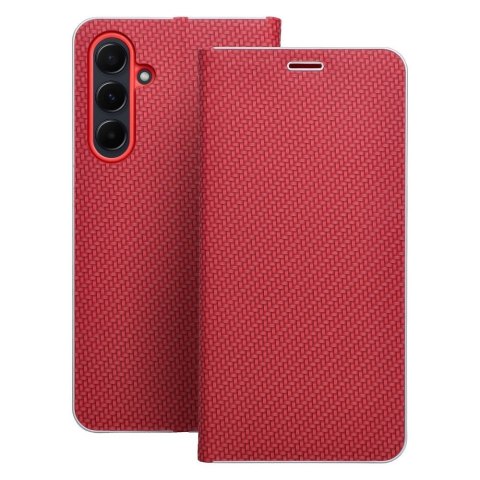 Etui z klapką na Samsung A37 5G Luna Book Carbon czerwone