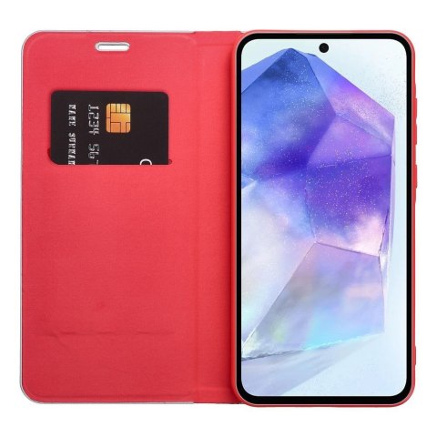 Etui z klapką na Samsung A37 5G Luna Book Carbon czerwone