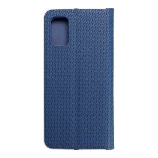Etui z klapką na Samsung A41 Luna Book Carbon niebieskie
