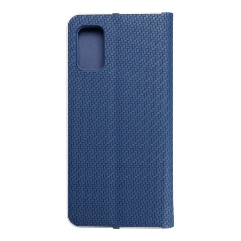Etui z klapką na Samsung A41 Luna Book Carbon niebieskie