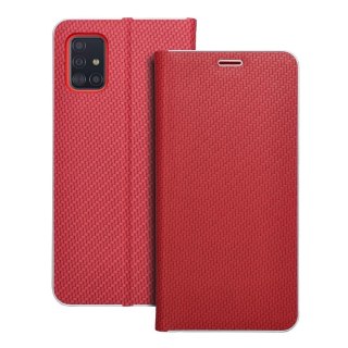 Etui z klapką na Samsung A51 Luna Book Carbon czerwone