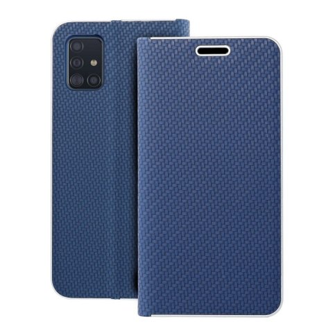 Etui z klapką na Samsung A51 Luna Book Carbon niebieskie