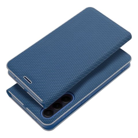 Etui z klapką na Samsung A51 Luna Book Carbon niebieskie