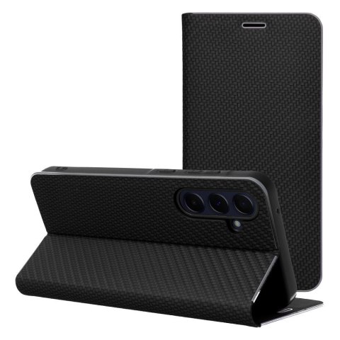 Etui z klapką na Samsung A71 Luna Book Carbon czarne