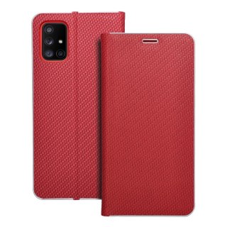 Etui z klapką na Samsung A71 Luna Book Carbon czerwone