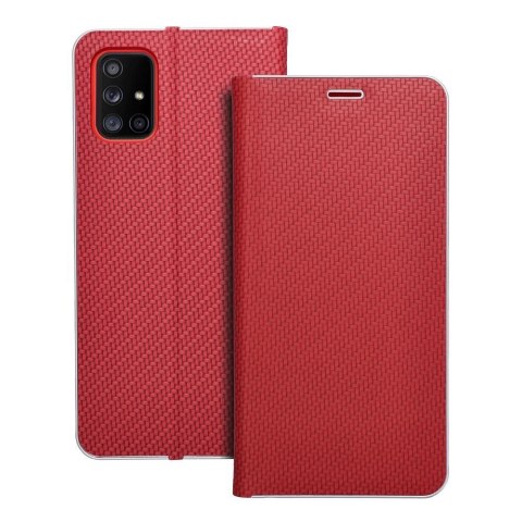 Etui z klapką na Samsung A71 Luna Book Carbon czerwone