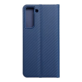 Etui z klapką na Samsung S21 FE Luna Book Carbon niebieskie